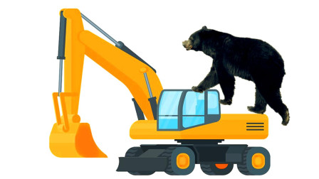 [亲子阿克]挖掘机工作视频 山路行驶 多次遭遇黑熊攻击