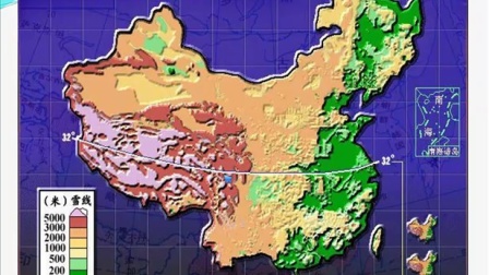 中国地形经纬线