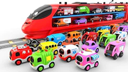 托马斯火车拉颜色汽车玩具动画视频