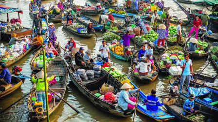 越南水上集市，卖的东西令人大开眼界，国人大多不敢吃！