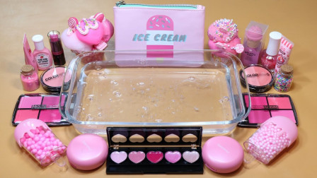 粉红冰淇淋：把粉色混入无硼砂水晶泥，看看粉色化妆品有什么神奇