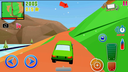 沙盒趣味模拟器：驾驶家用小轿车，选择去爬小山坡