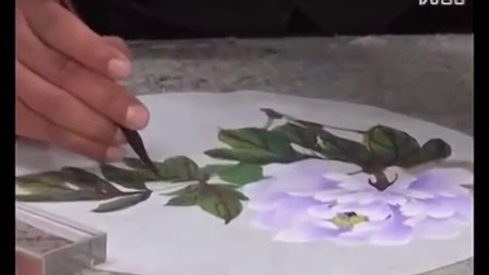安田国画技法教学视频系列—紫色水墨牡丹团扇画法（下