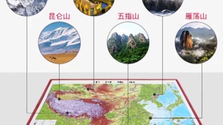 【3立体图】世界地形+中国地形 四开套装 凹凸地貌三维地势 立体地图 家用 墙面桌面 初中学生地理学具地图挂图