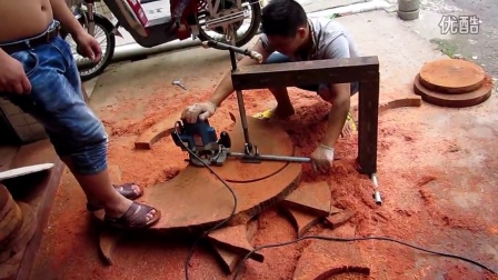2014跑江湖新产品越南红铁木菜板、砧板现场加工制作教学视频